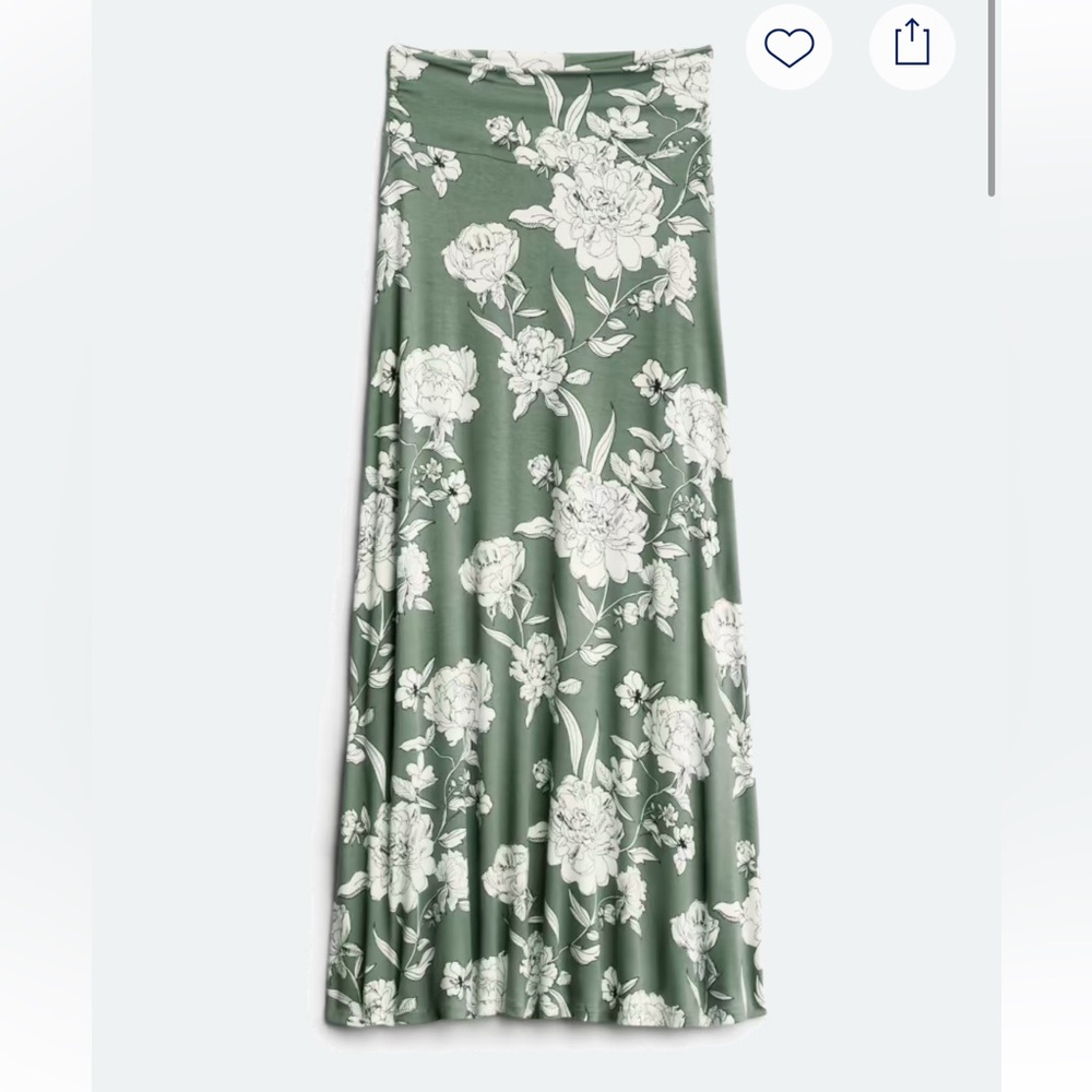 Market & Spruce Green and White Maxi A-Line Skirt
